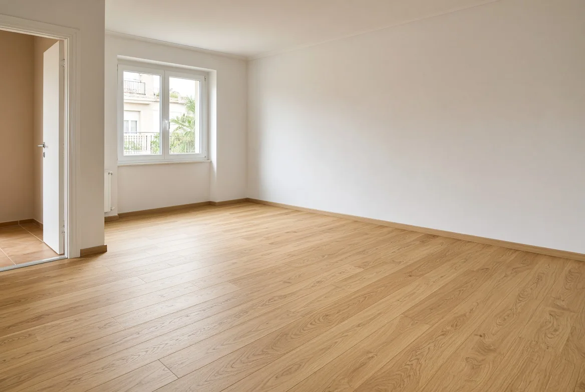 Suelo laminado de madera clara en una vivienda